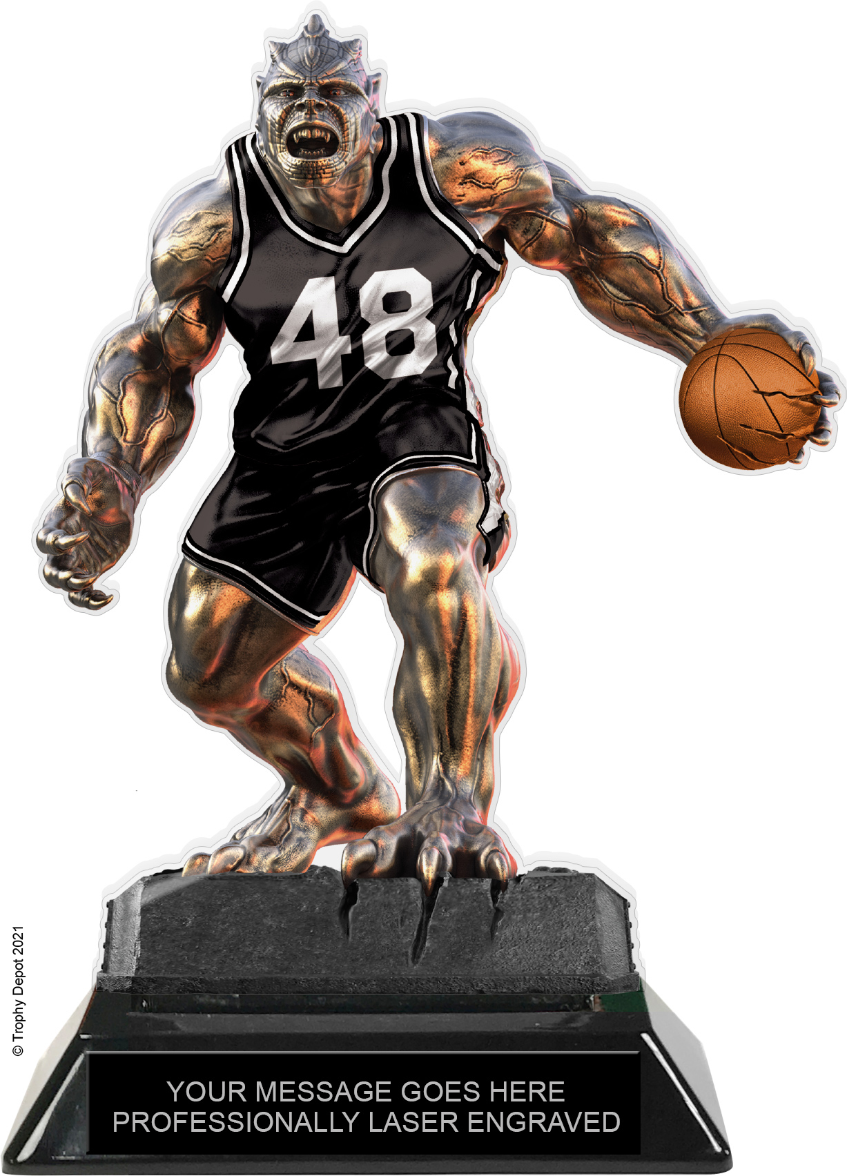 Beast Basketball Choose Your Number Acrylic Trophy - 7 inch Black