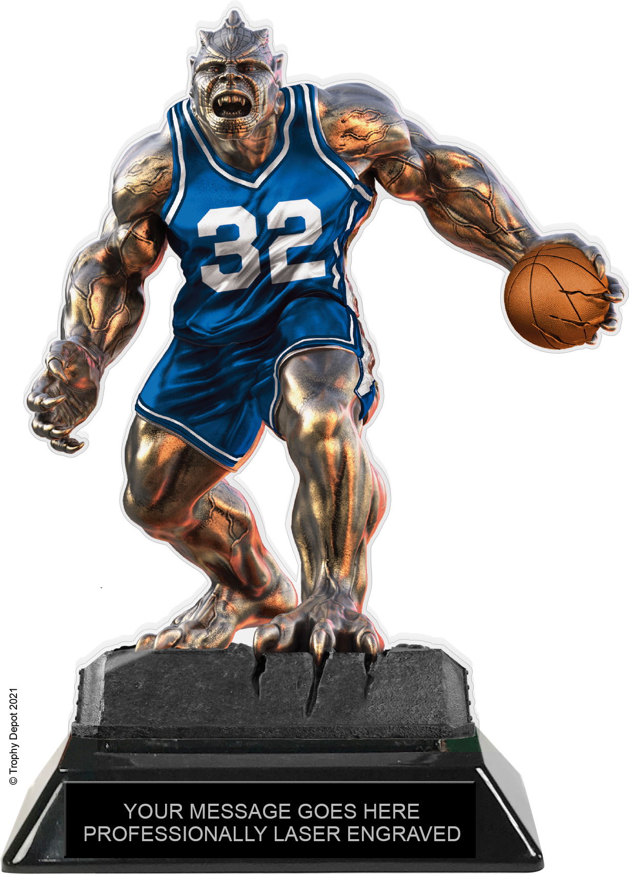 Beast Basketball Choose Your Number Acrylic Trophy - 7 inch Blue