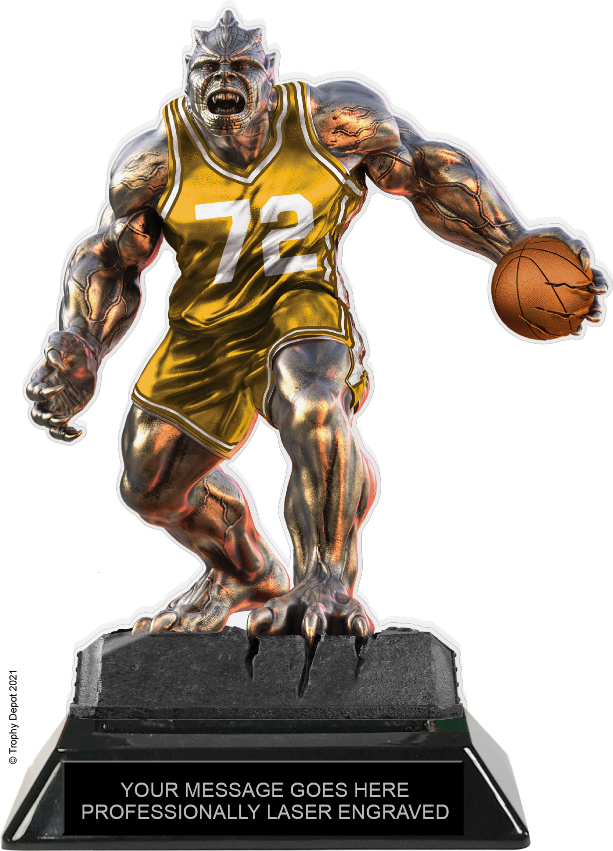 Beast Basketball Choose Your Number Acrylic Trophy - 7 inch Gold