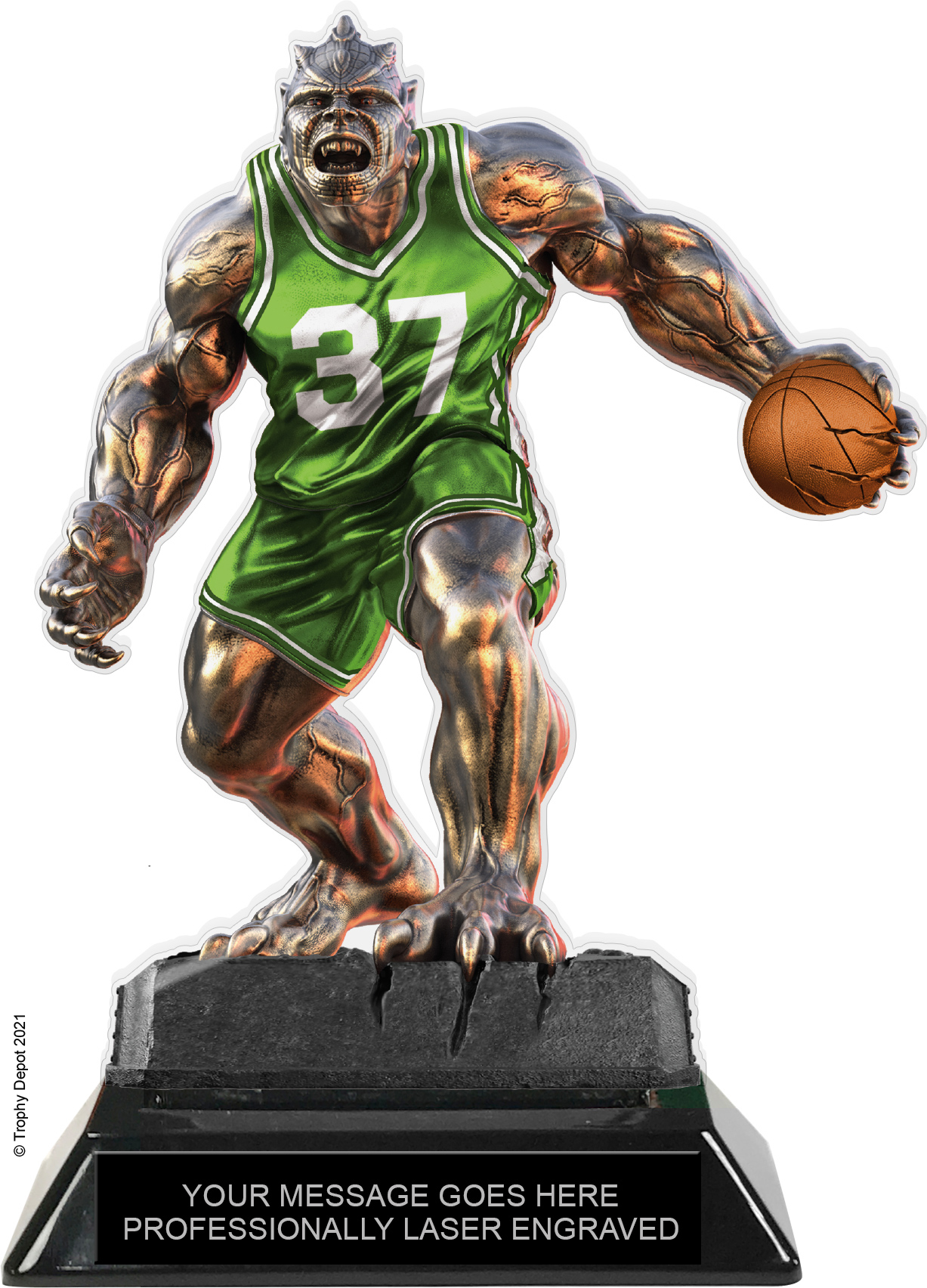 Beast Basketball Choose Your Number Acrylic Trophy - 7 inch Green
