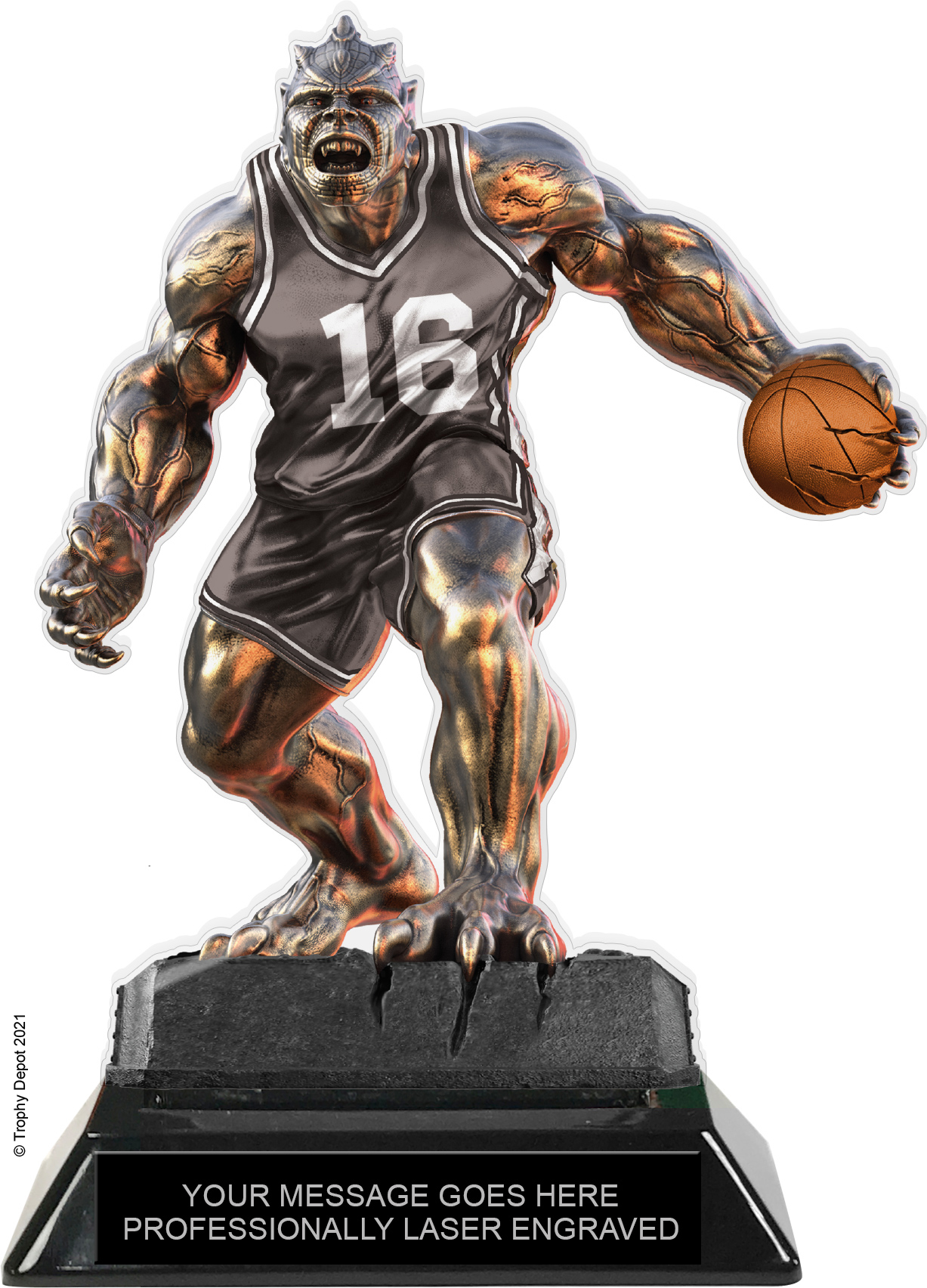 Beast Basketball Choose Your Number Acrylic Trophy - 7 inch Grey