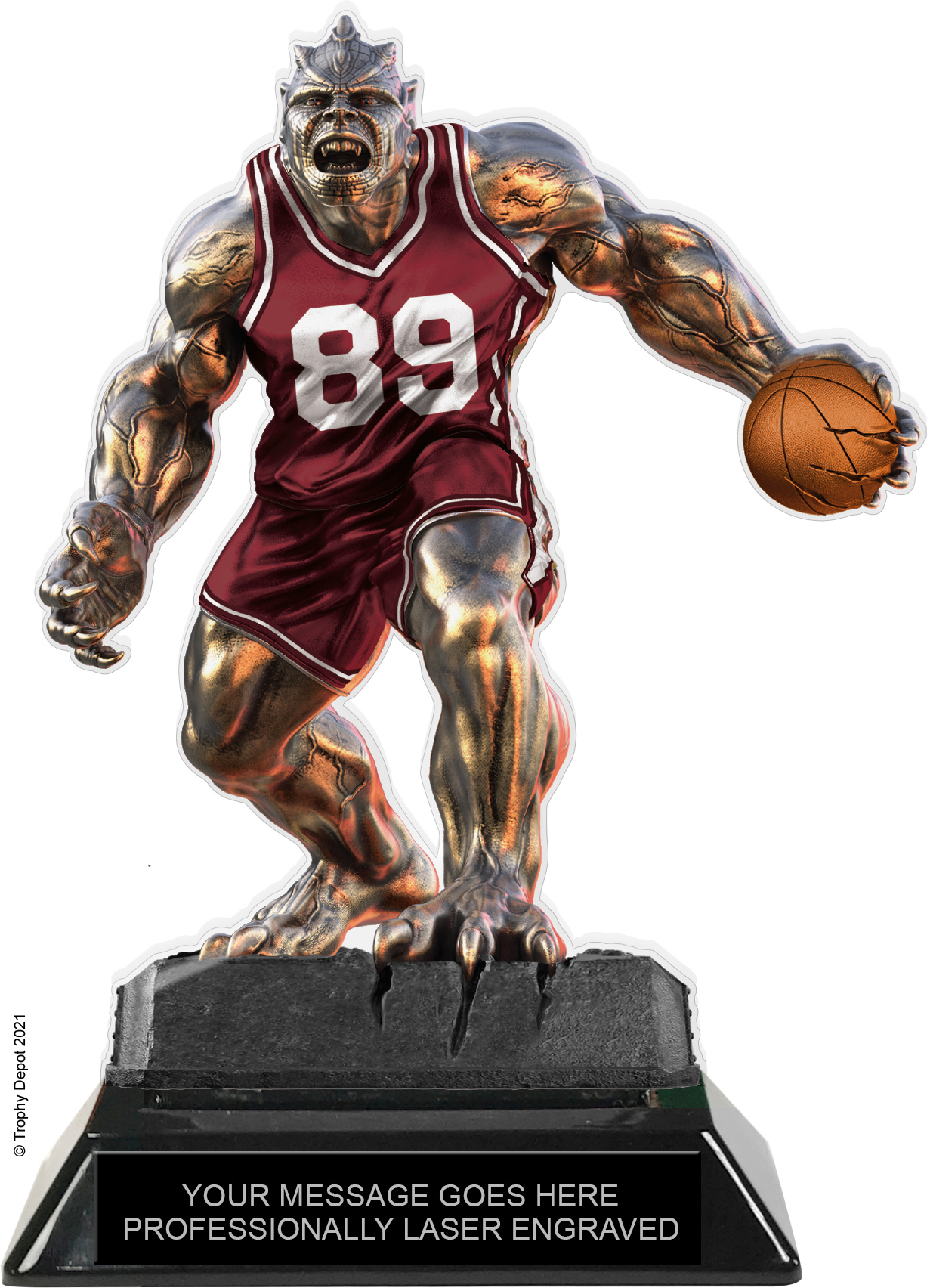 Beast Basketball Choose Your Number Acrylic Trophy - 7 inch Maroon
