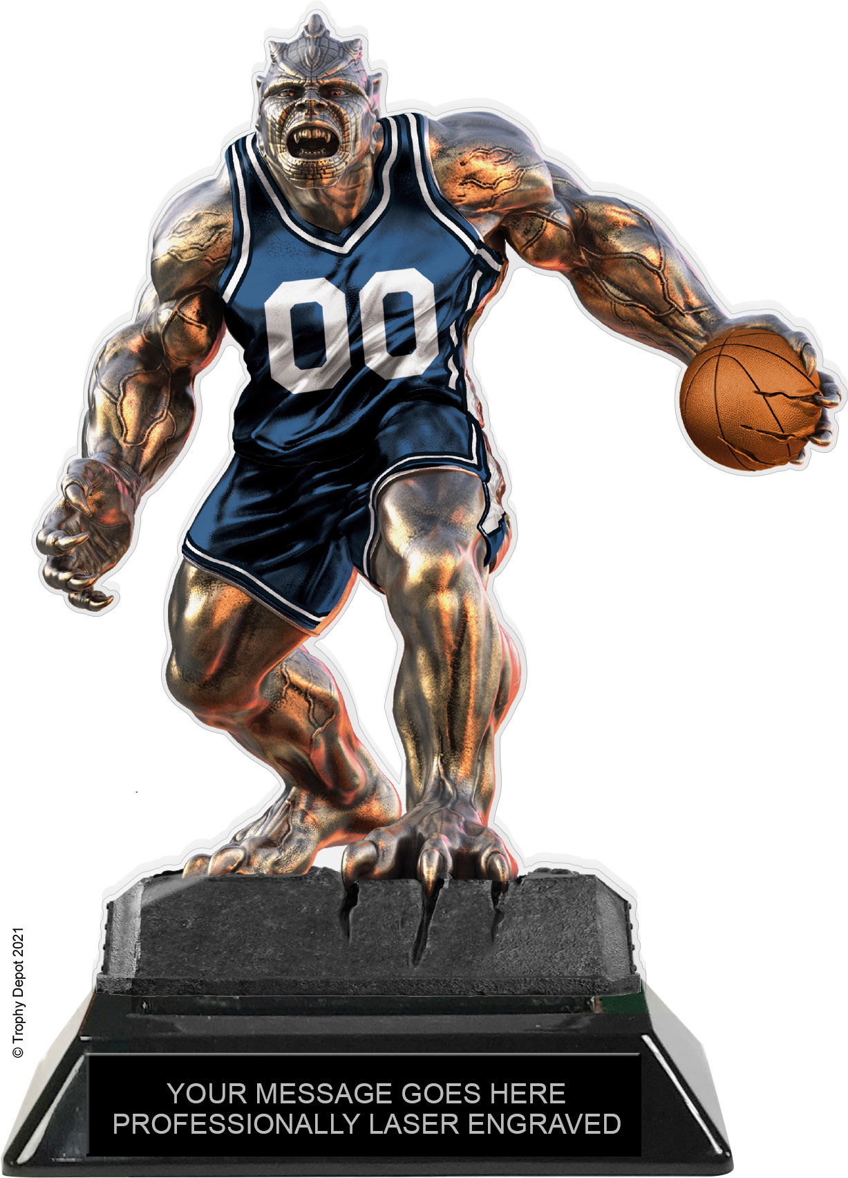 Beast Basketball Choose Your Number Acrylic Trophy - 7 inch Navy