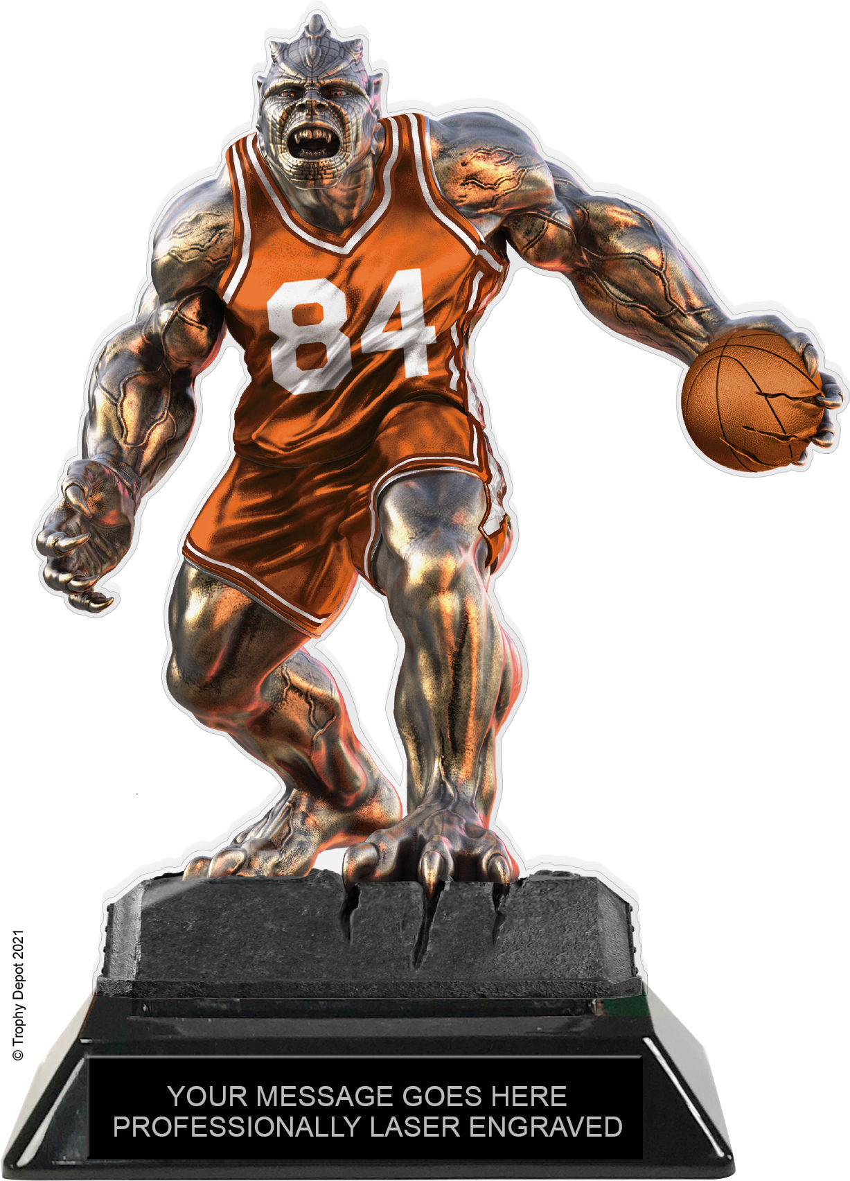 Beast Basketball Choose Your Number Acrylic Trophy - 7 inch Orange