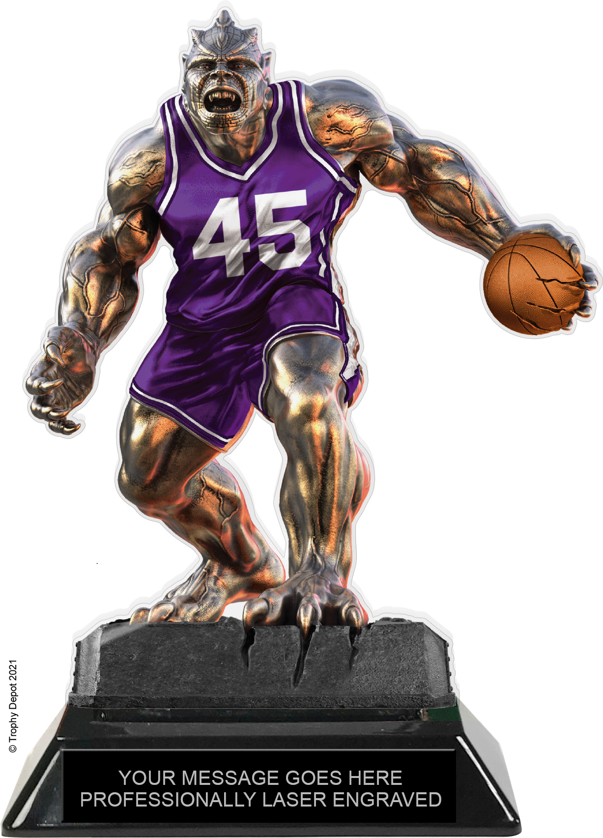 Beast Basketball Choose Your Number Acrylic Trophy - 7 inch Purple