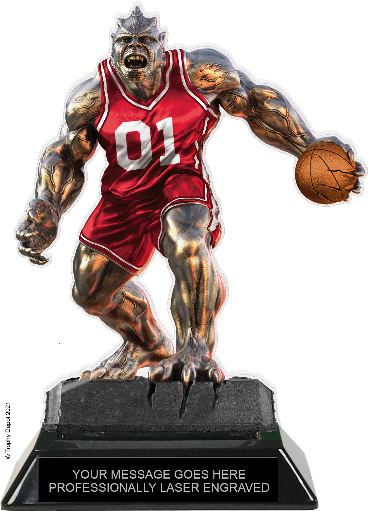 Beast Basketball Choose Your Number Acrylic Trophy - 7 inch Red