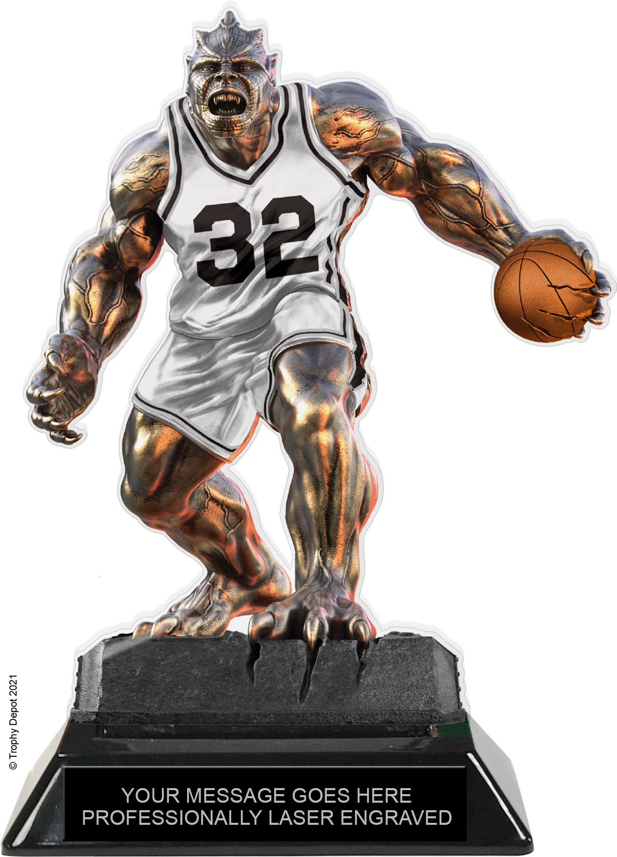 Beast Basketball Choose Your Number Acrylic Trophy - 7 inch White