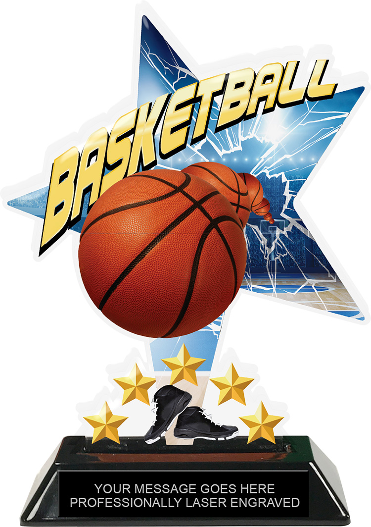 Basketball Shattered Star Colorix Acrylic Trophy- 7 inch