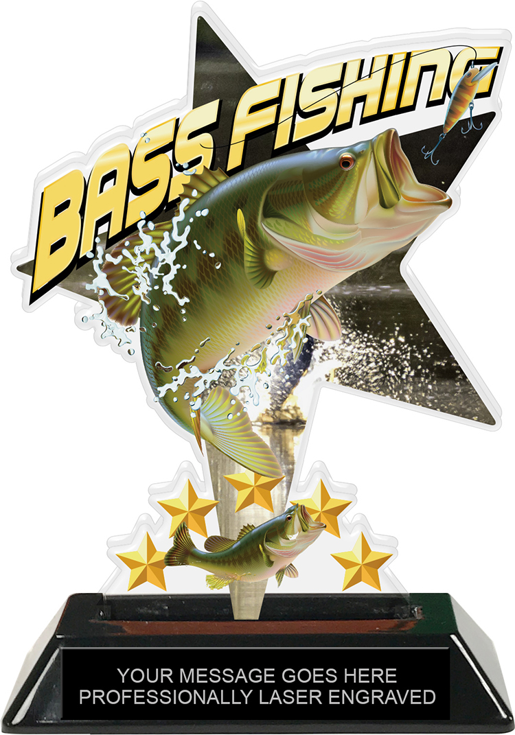 Bass Fishing Shattered Star Colorix Acrylic Trophy- 7 inch