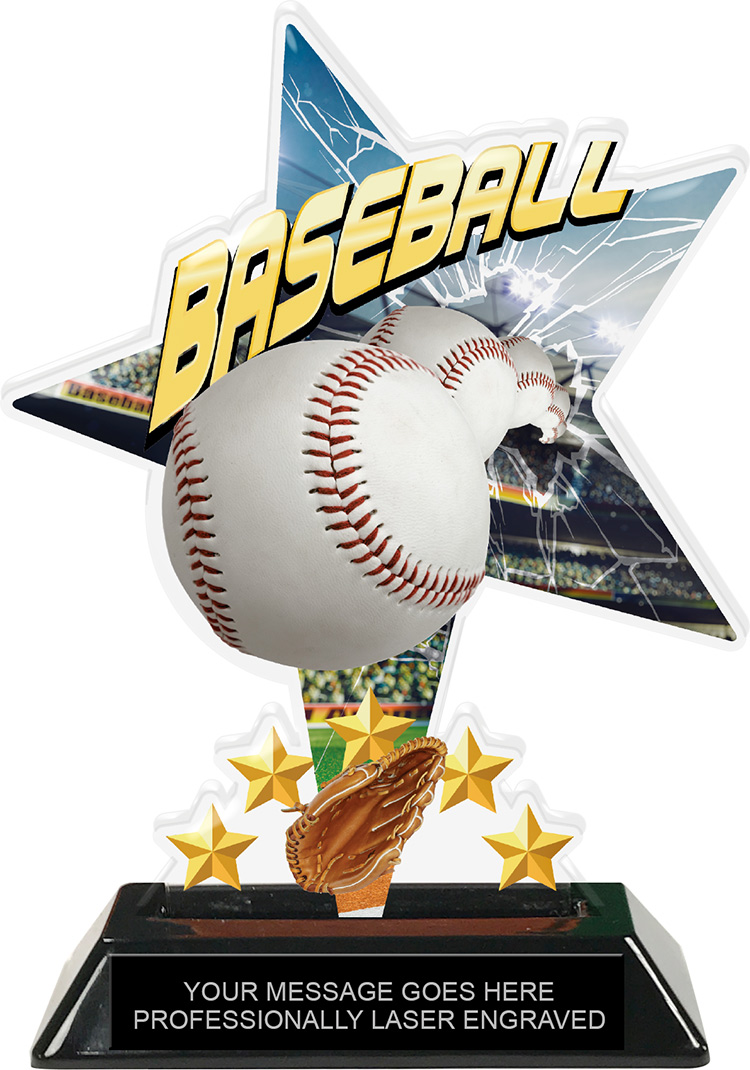 Baseball Shattered Star Colorix Acrylic Trophy- 7 inch