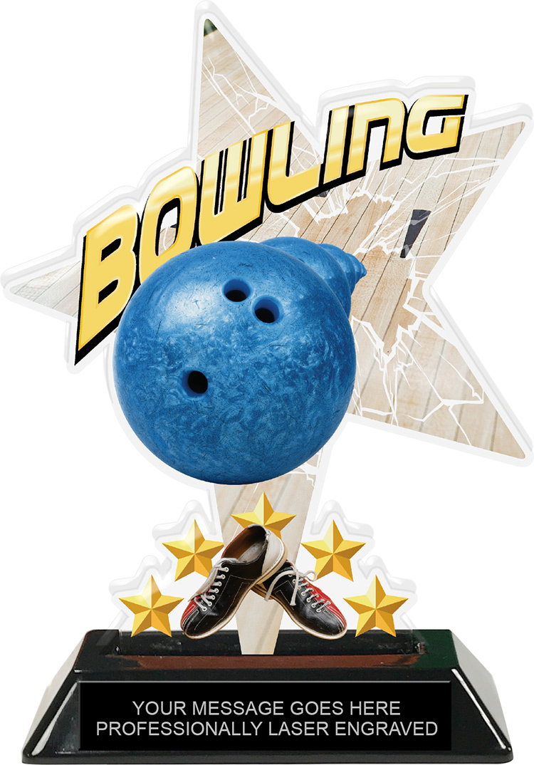 Bowling Shattered Star Colorix Acrylic Trophy- 7 inch