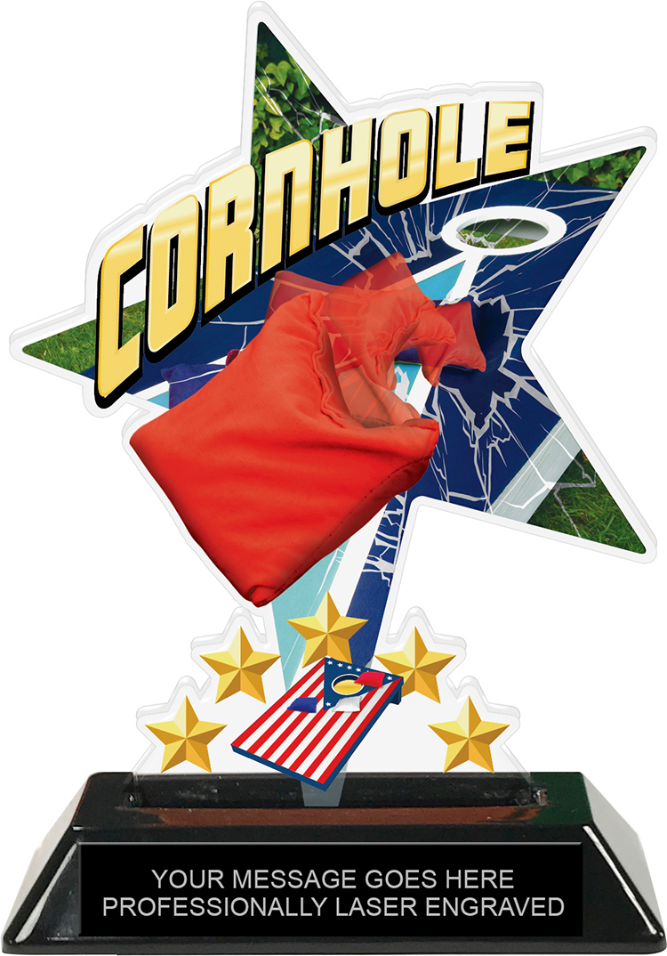 Cornhole Shattered Star Colorix Acrylic Trophy- 7 inch
