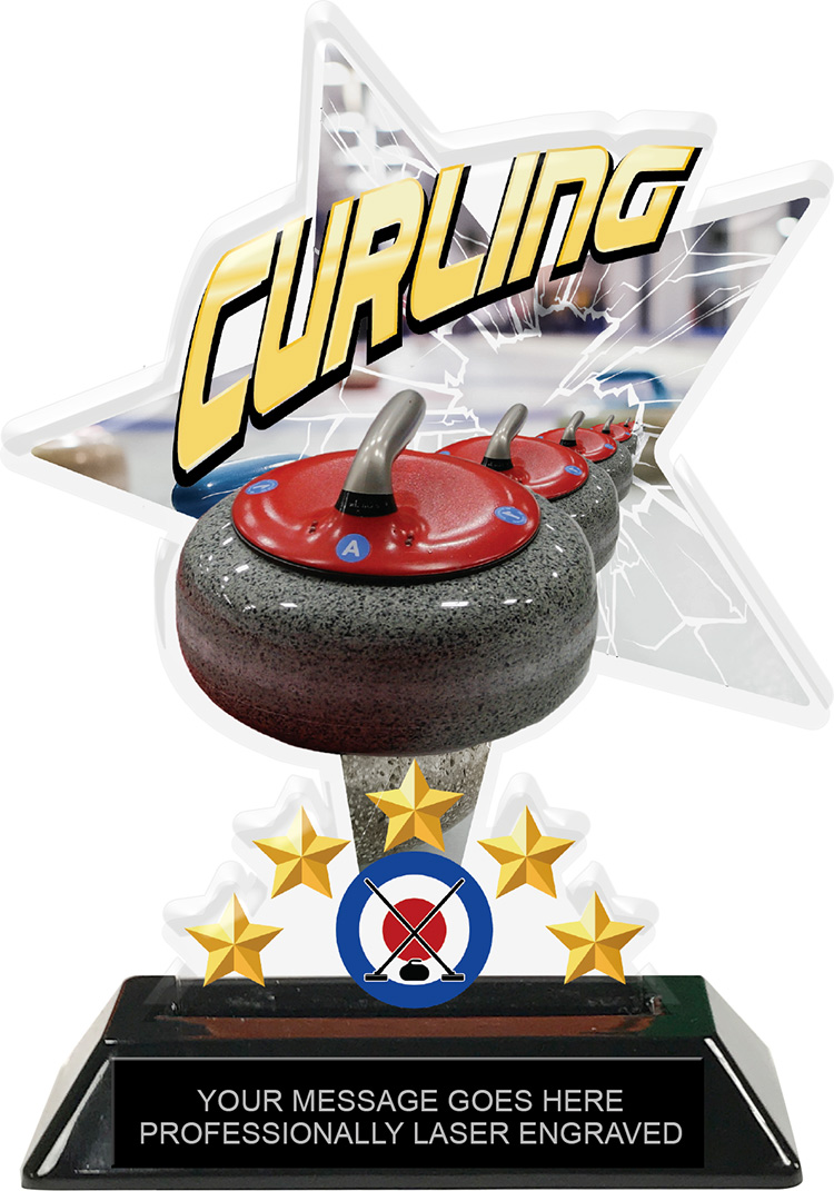 Curling Shattered Star Colorix Acrylic Trophy- 7 inch