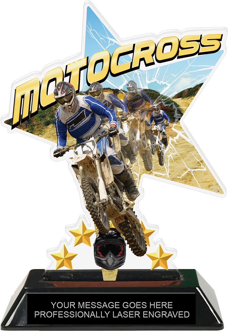 Motocross Shattered Star Colorix Acrylic Trophy- 7 inch