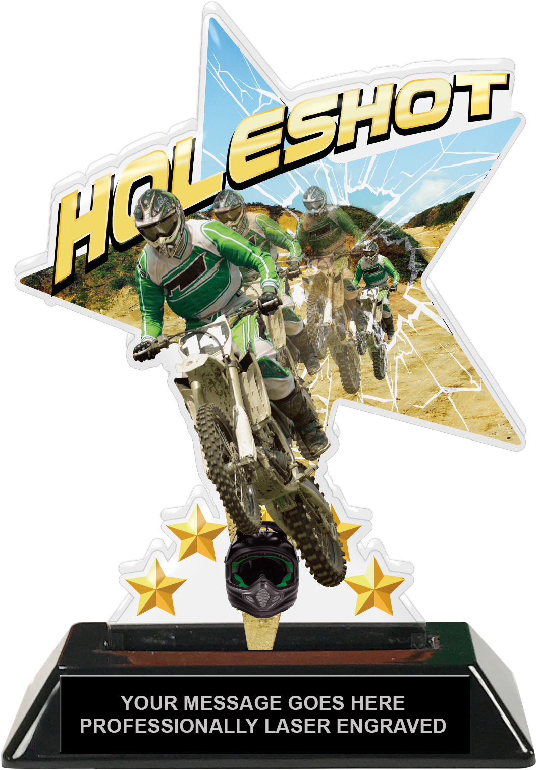 Motocross Holeshot Shattered Star Colorix Acrylic Trophy- 7 inch