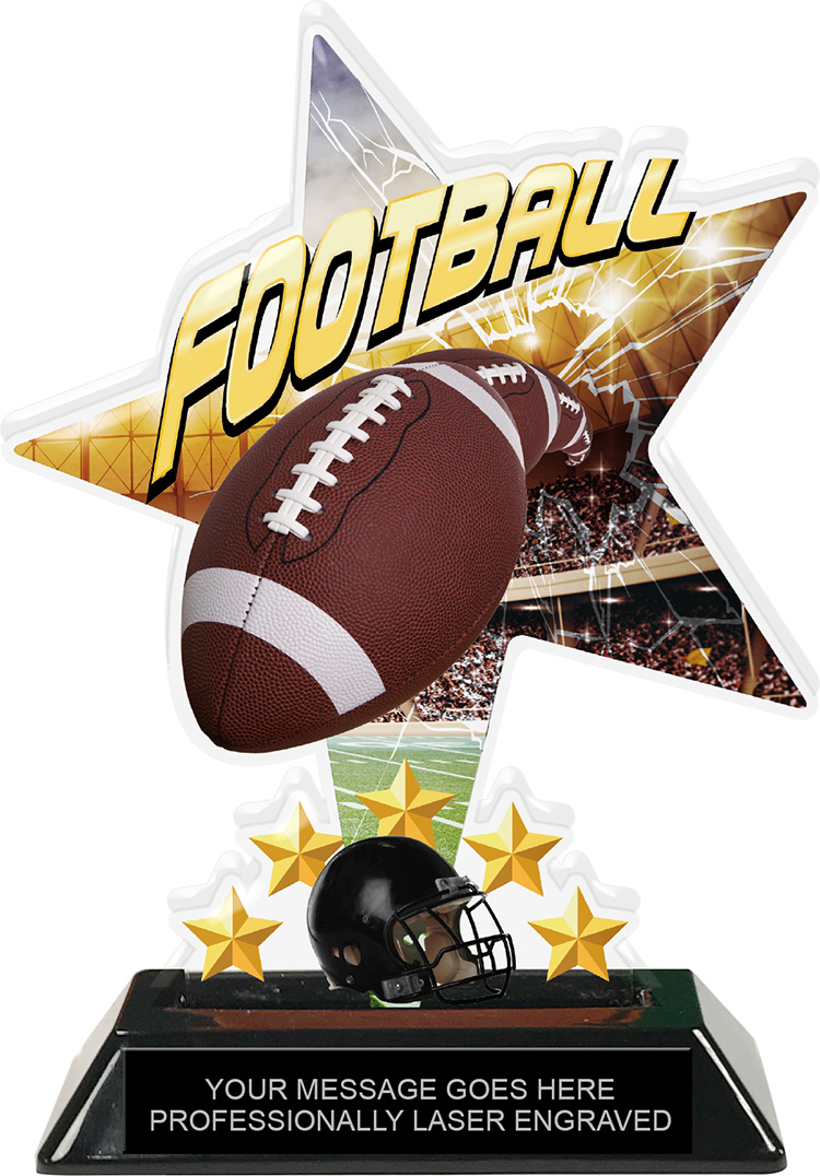 Football Shattered Star Colorix Acrylic Trophy- 7 inch