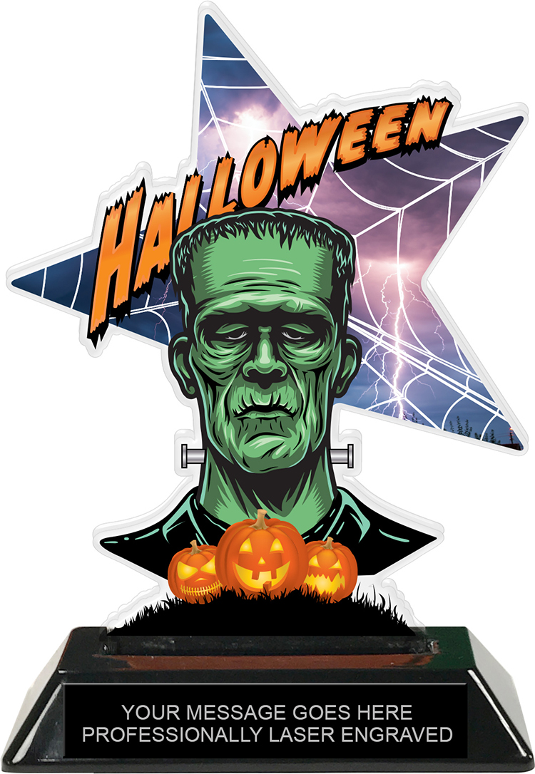 Frankenstein Halloween Star Colorix Acrylic Trophy- 7 inch