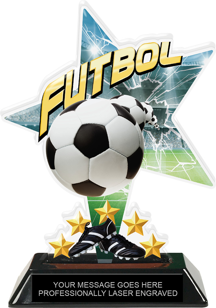 Futbol Shattered Star Colorix Acrylic Trophy- 7 inch