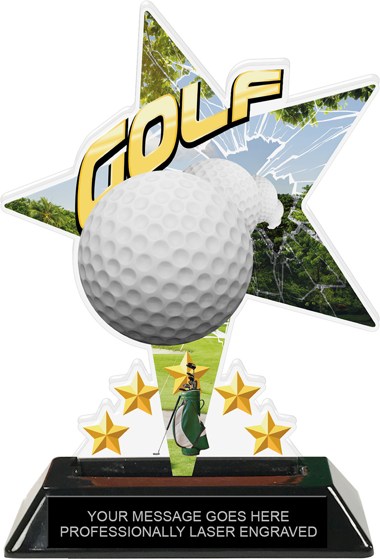 Golf Shattered Star Colorix Acrylic Trophy- 7 inch