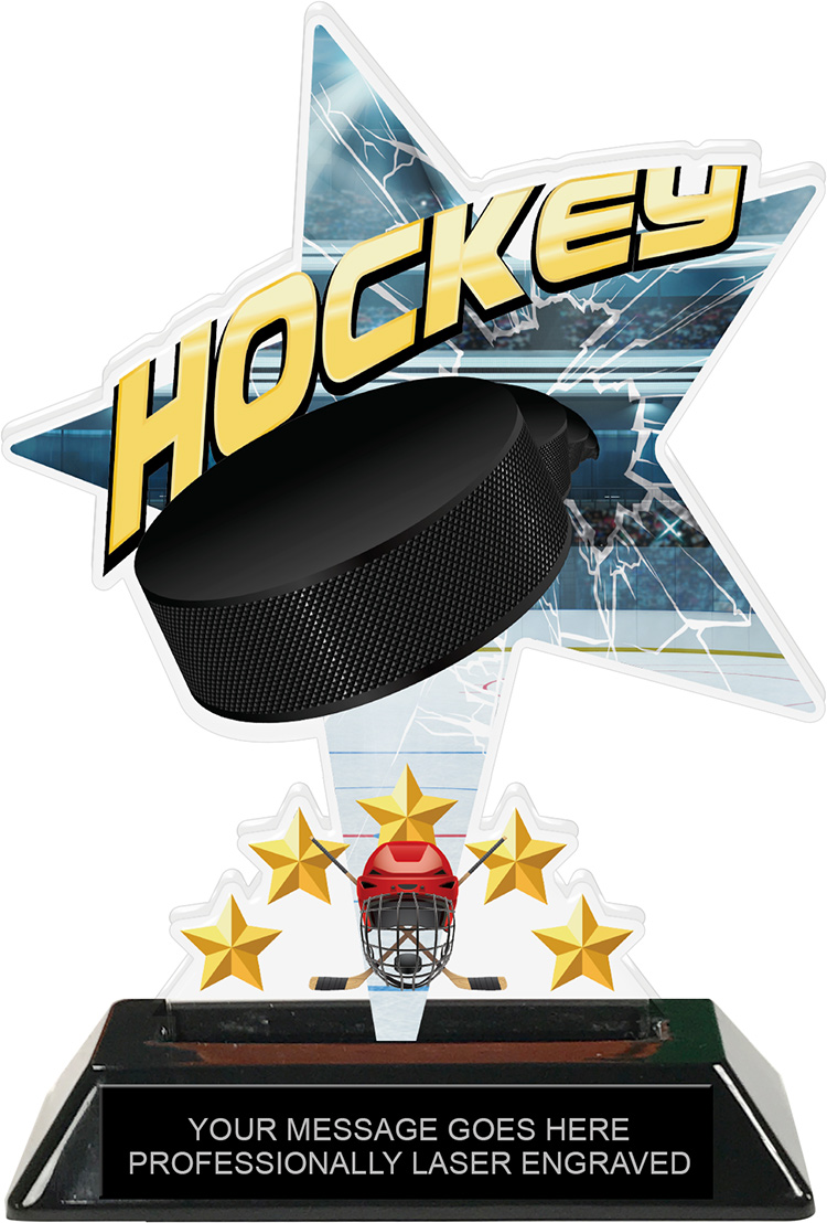 Hockey Shattered Star Colorix Acrylic Trophy- 7 inch