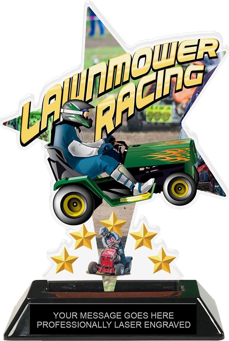 Lawnmower Racing Shattered Star Colorix Acrylic Trophy- 7 inch