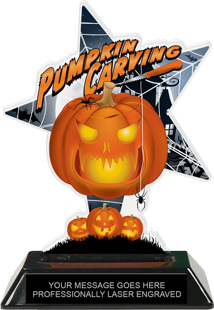 Pumpkin Carving Halloween Star Colorix Acrylic Trophy- 7 inch
