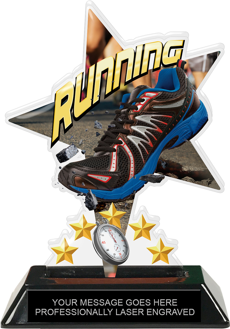 Running Shattered Star Colorix Acrylic Trophy- 7 inch