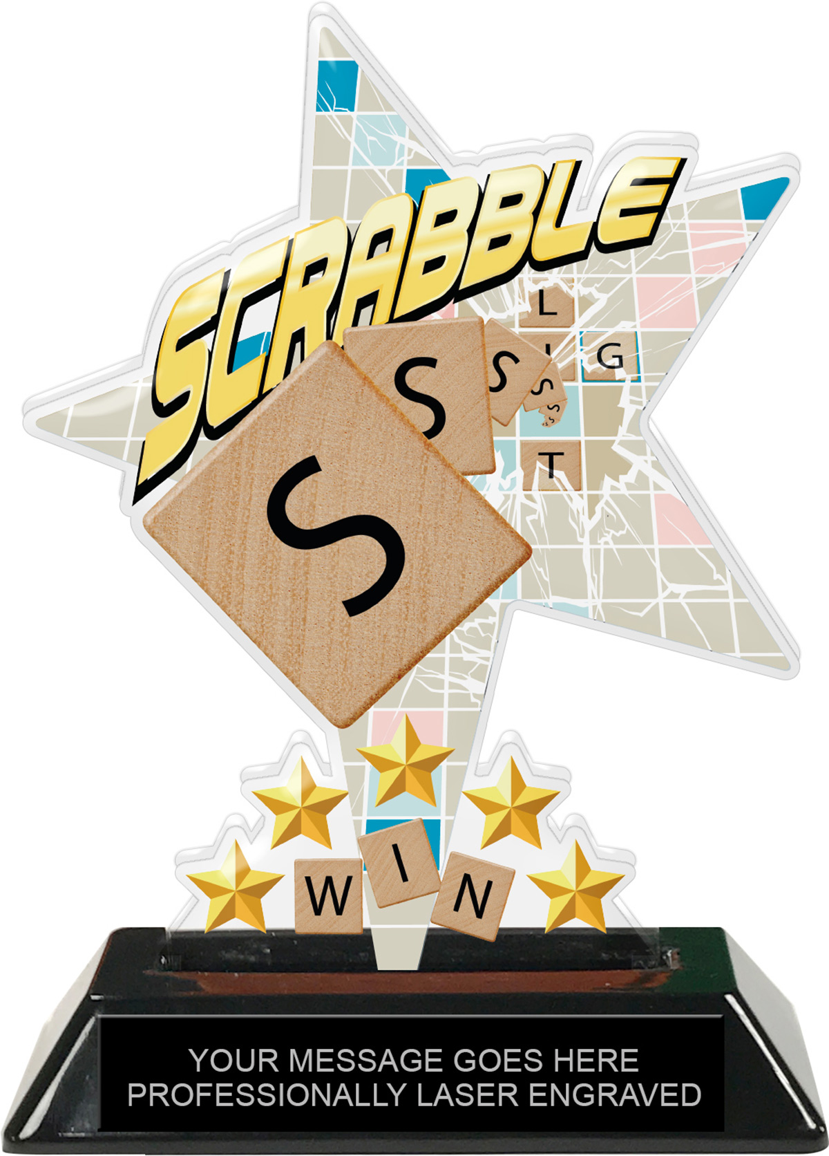 Scrabble Shattered Star Colorix Acrylic Trophy- 7 inch