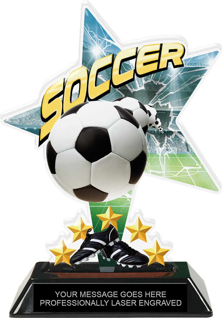 Soccer Shattered Star Colorix Acrylic Trophy- 7 inch
