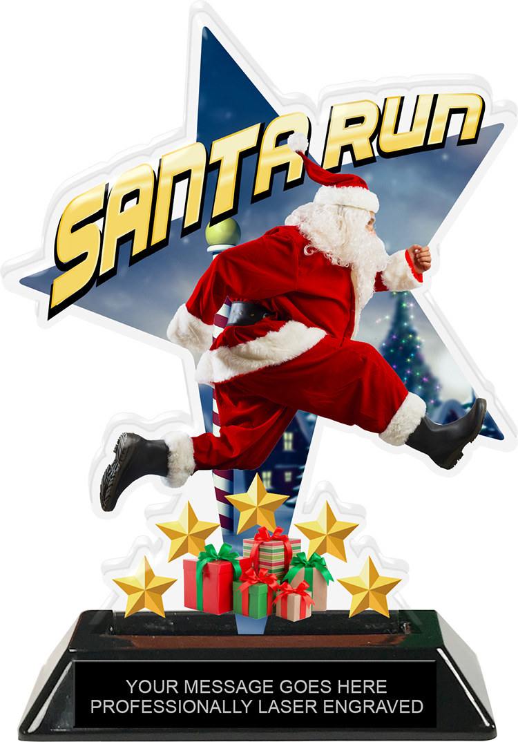 Santa Run Shattered Star Colorix Acrylic Trophy- 7 inch