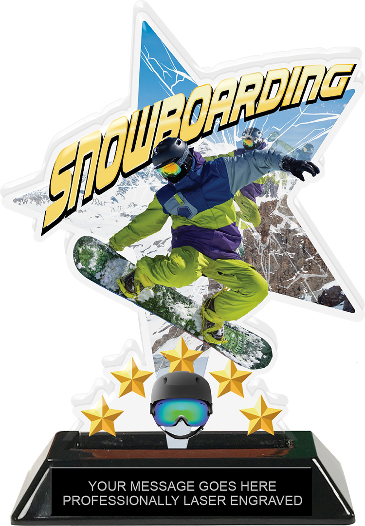Snowboarding Shattered Star Colorix Acrylic Trophy- 7 inch