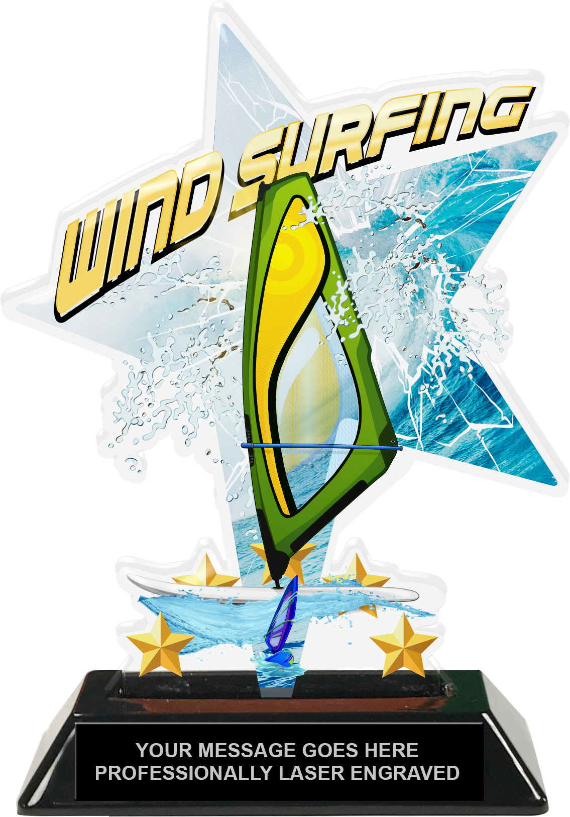 Wind Surfing Shattered Star Colorix Acrylic Trophy- 7 inch