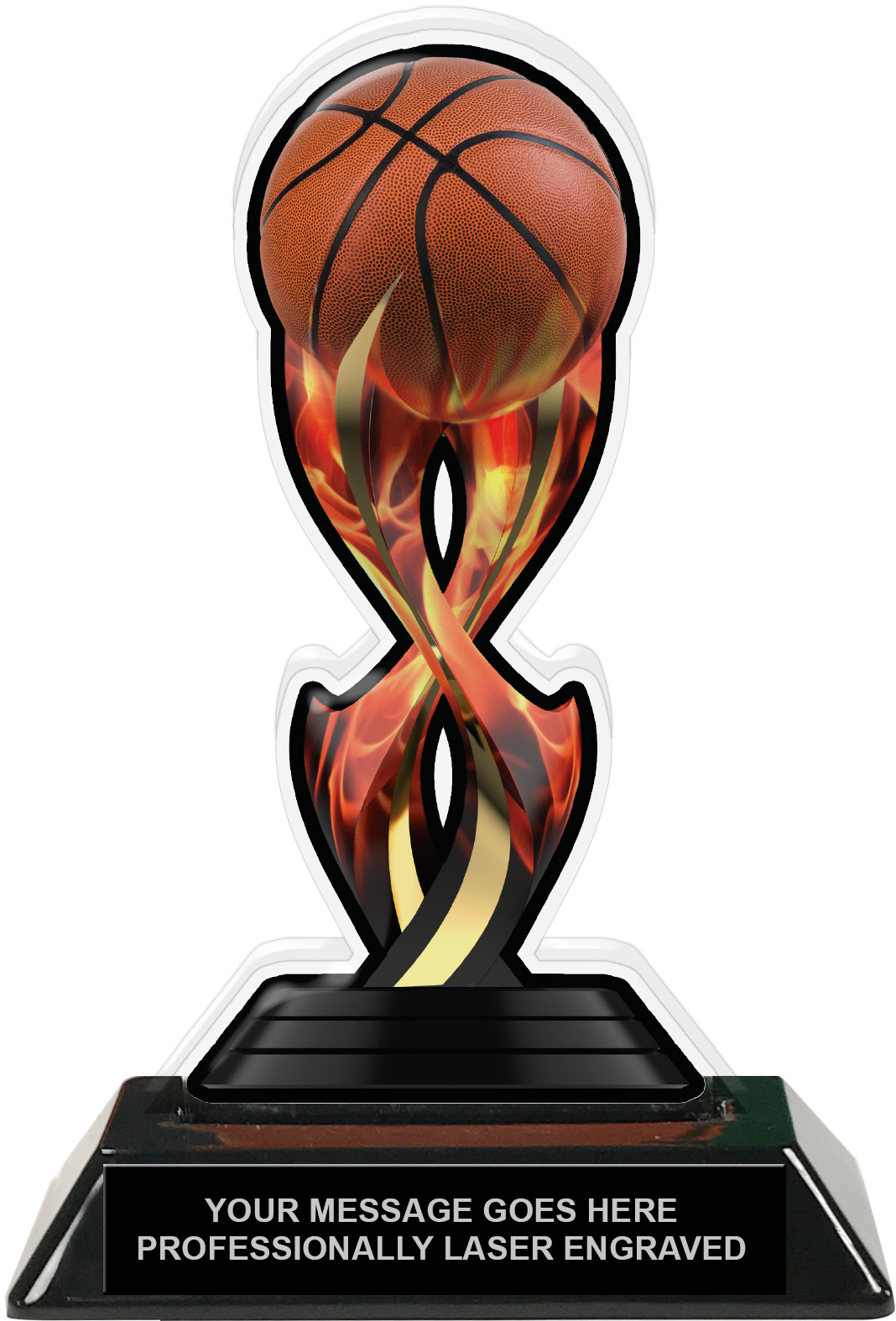 Basketball Tribal Flames Colorix Acrylic Trophy- 7 inch