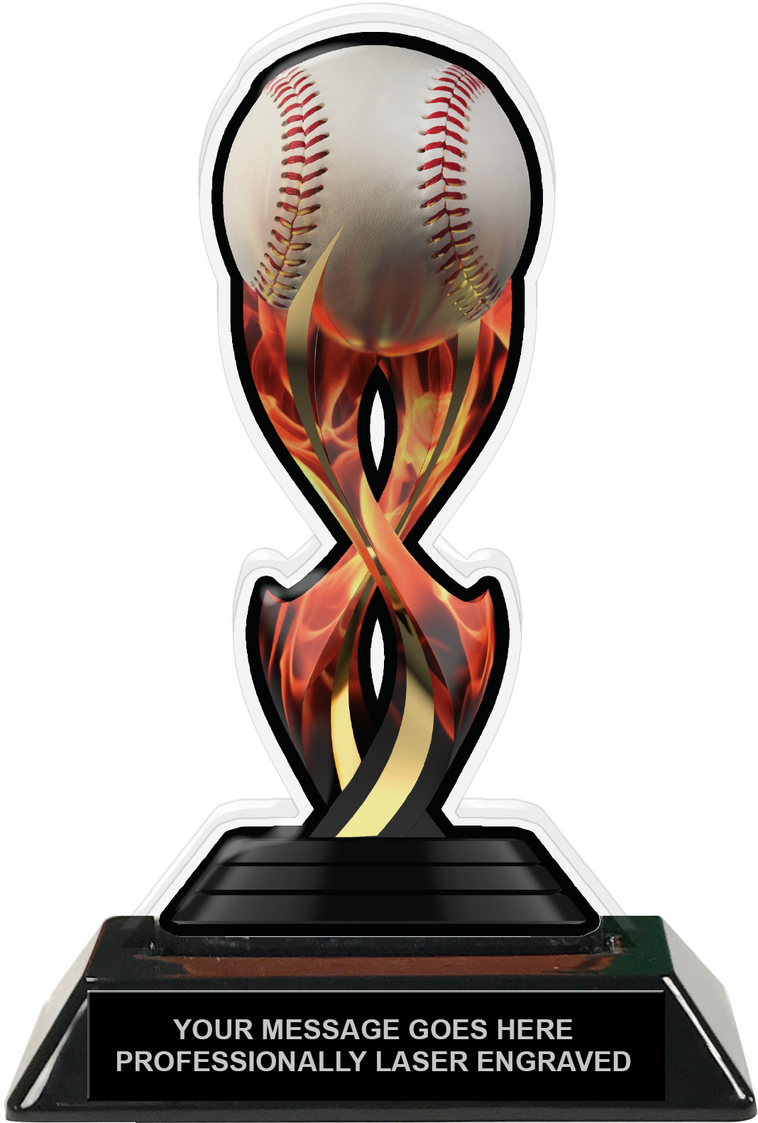 Baseball Tribal Flames Colorix Acrylic Trophy- 7 inch