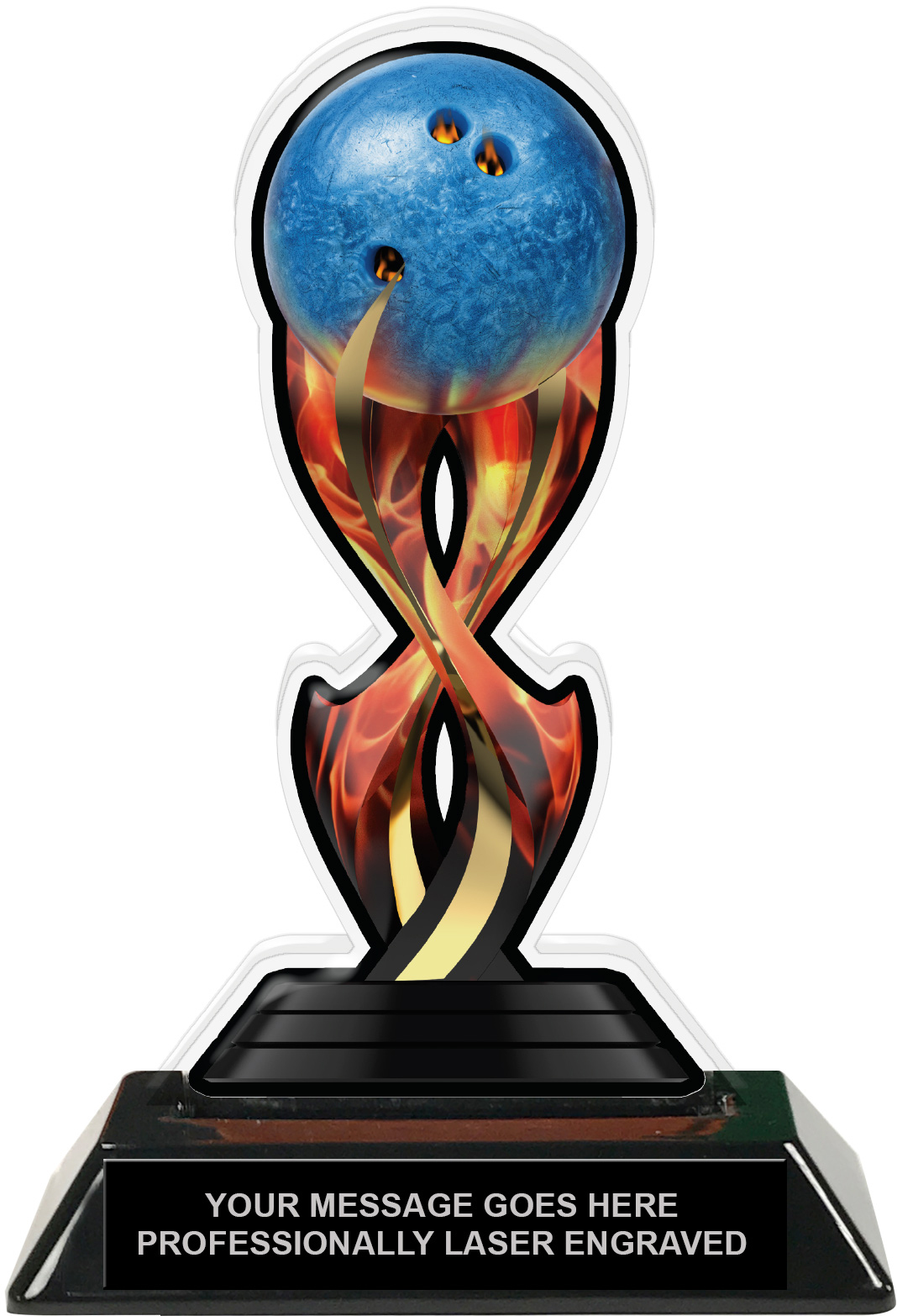 Bowling Tribal Flames Colorix Acrylic Trophy- 7 inch