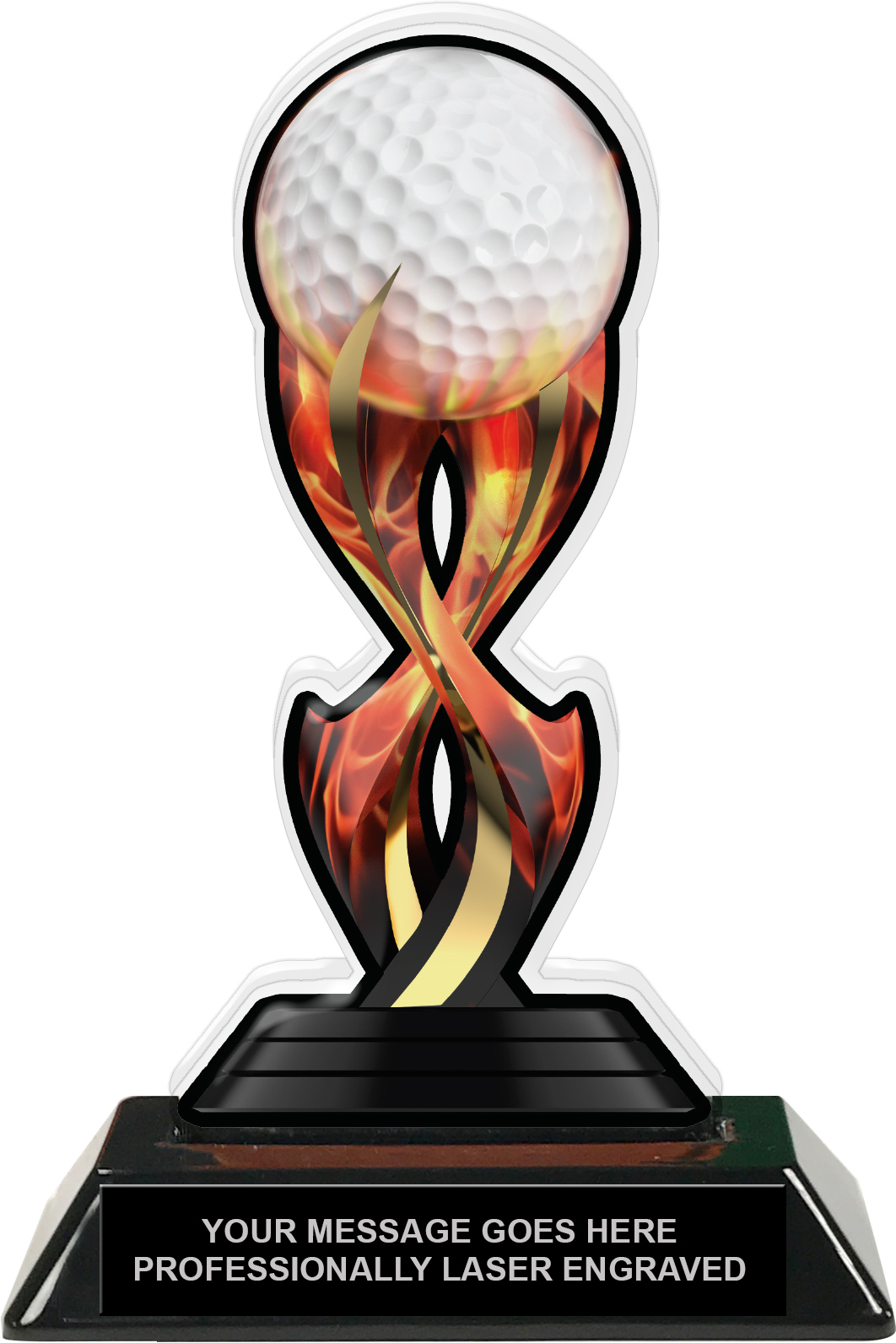 Golf Tribal Flames Colorix Acrylic Trophy - 7 inch