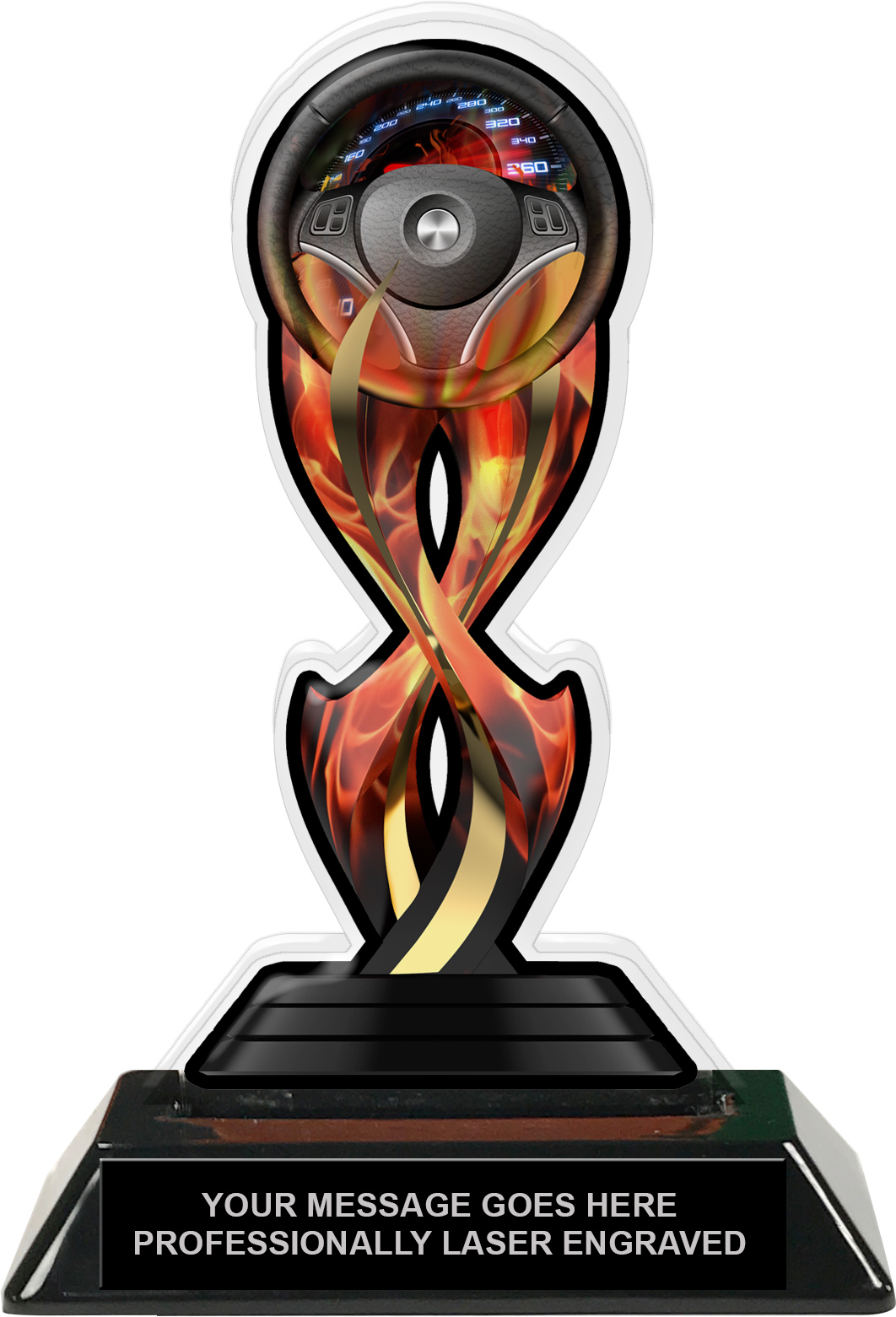 Auto Racing Tribal Flames Colorix Acrylic Trophy- 7 inch