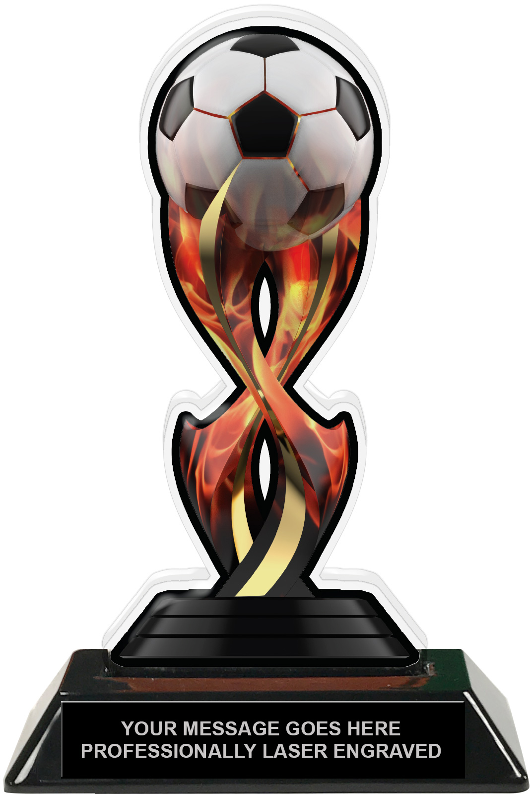 Soccer Tribal Flames Colorix Acrylic Trophy- 7 inch