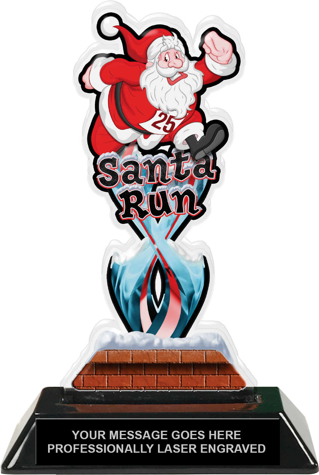 Santa Run Tribal Flames Colorix Acrylic Trophy - 7 inch