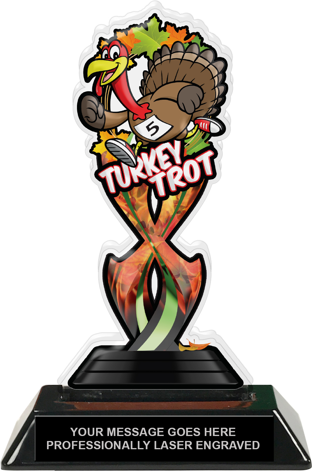 Turkey Trot Tribal Flames Colorix Acrylic Trophy - 7 inch