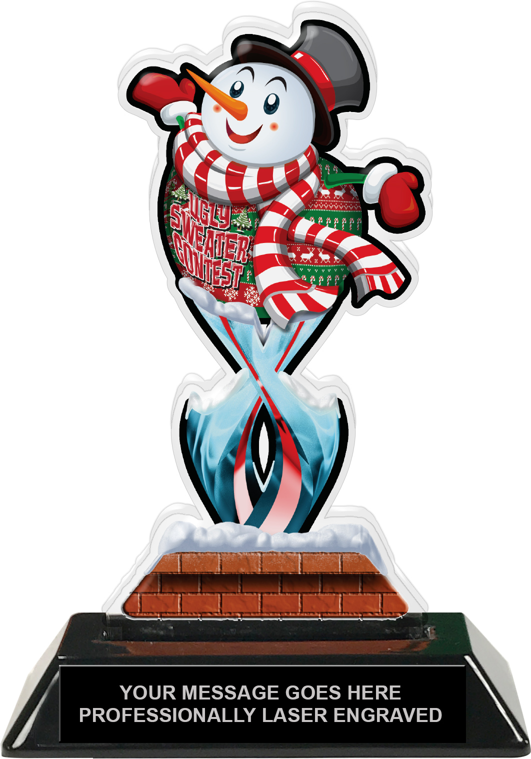 Ugly Sweater Contest Tribal Flames Colorix Acrylic Trophy - 7 inch