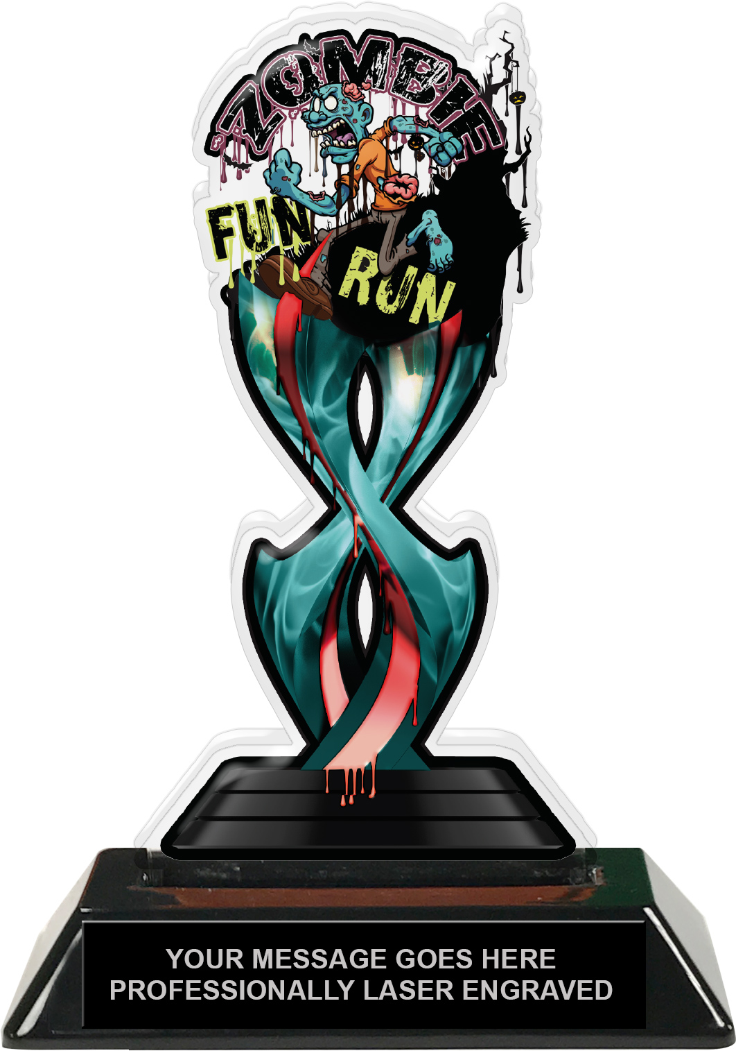 Zombie Fun Run Tribal Flames Colorix Acrylic Trophy - 7 inch