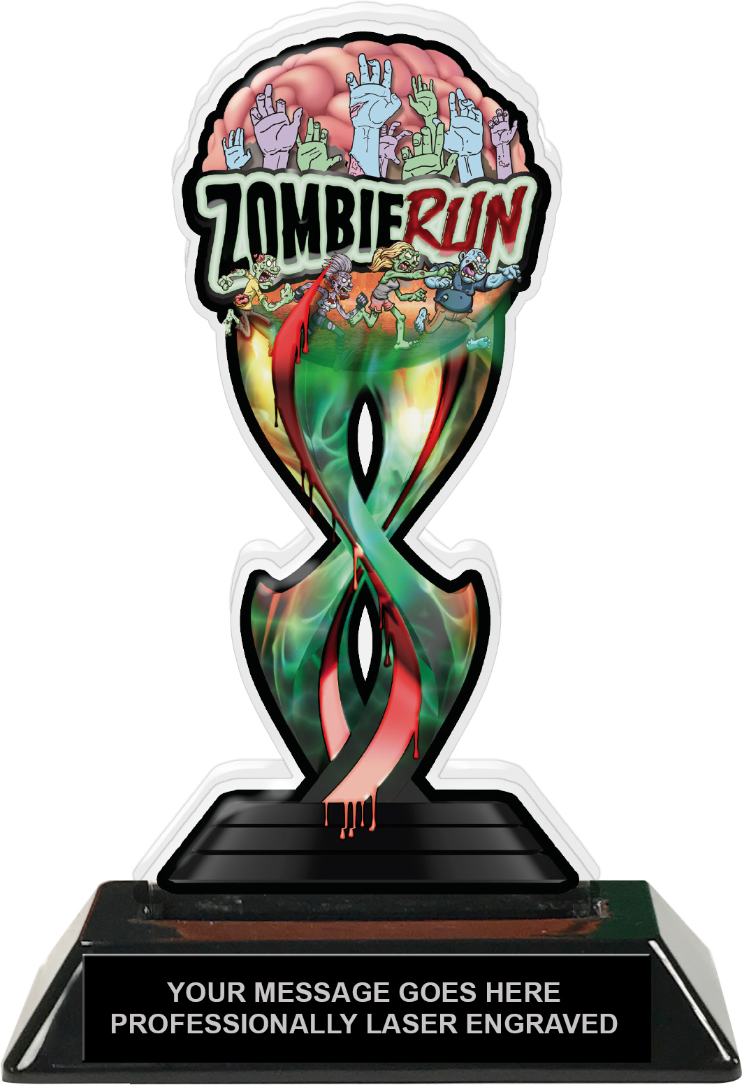Zombie Run Tribal Flames Colorix Acrylic Trophy- 7 inch