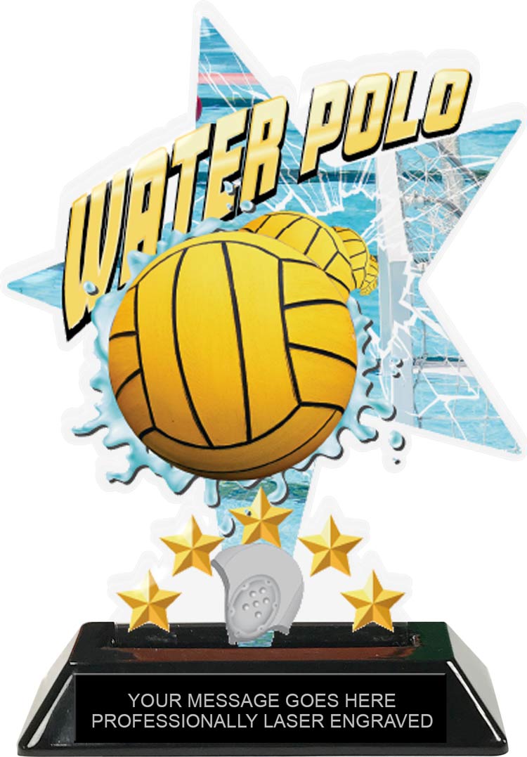 Water Polo Shattered Star Colorix Acrylic Trophy- 7 inch