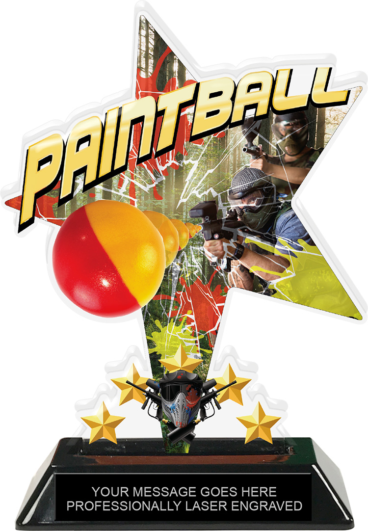 Paintball Shattered Star Colorix Acrylic Trophy- 7 inch