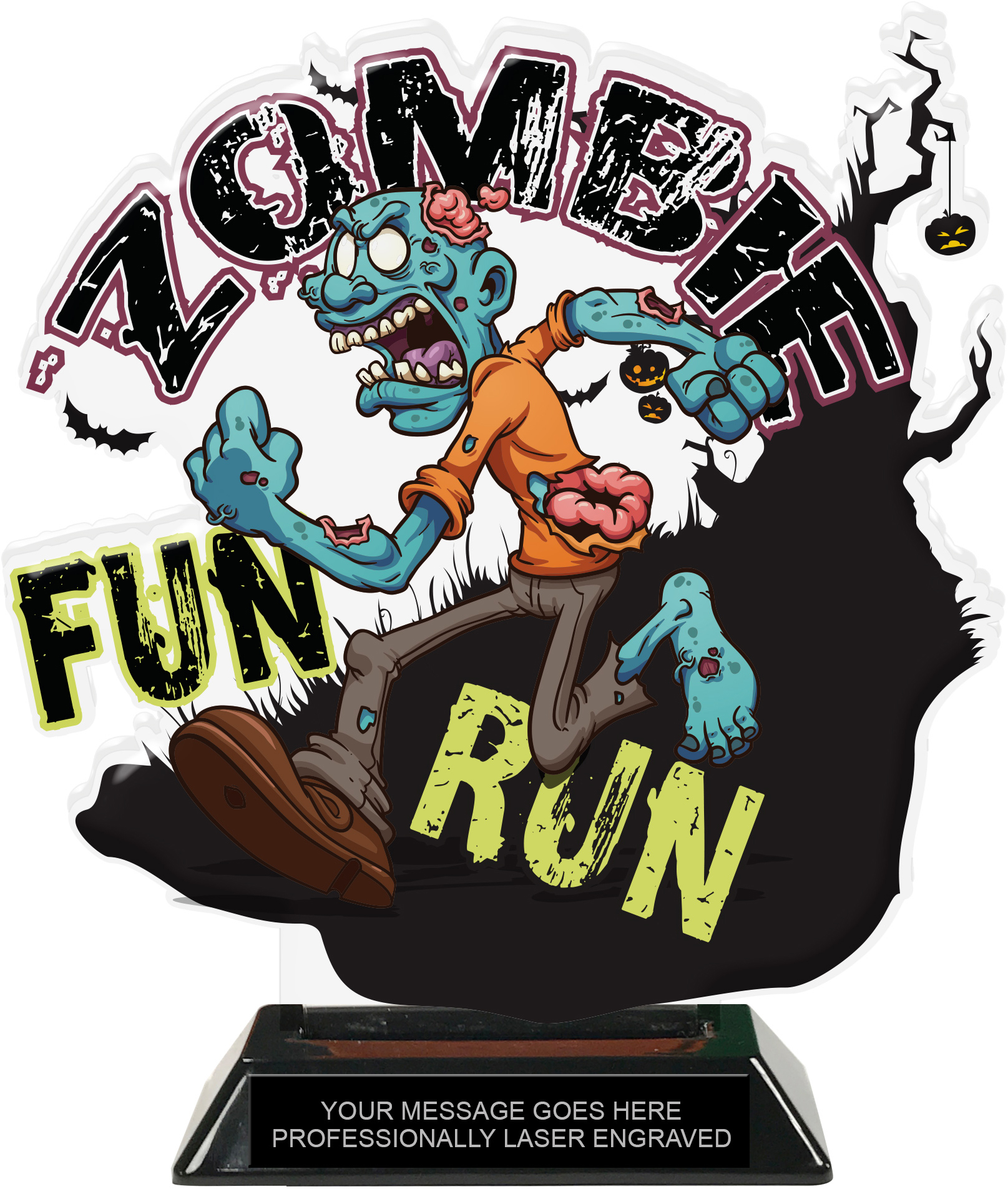 Zombie Fun Run Colorix-T Acrylic Trophy- 8.25 inch