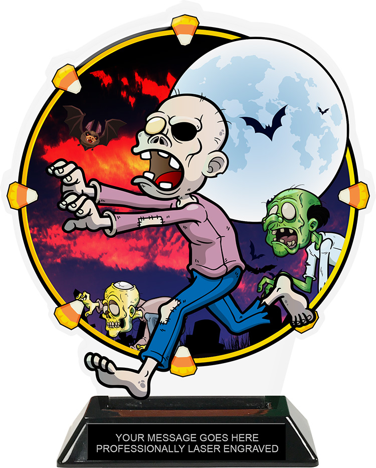 Halloween Zombie Colorix-T Acrylic Trophy- 8.25 inch