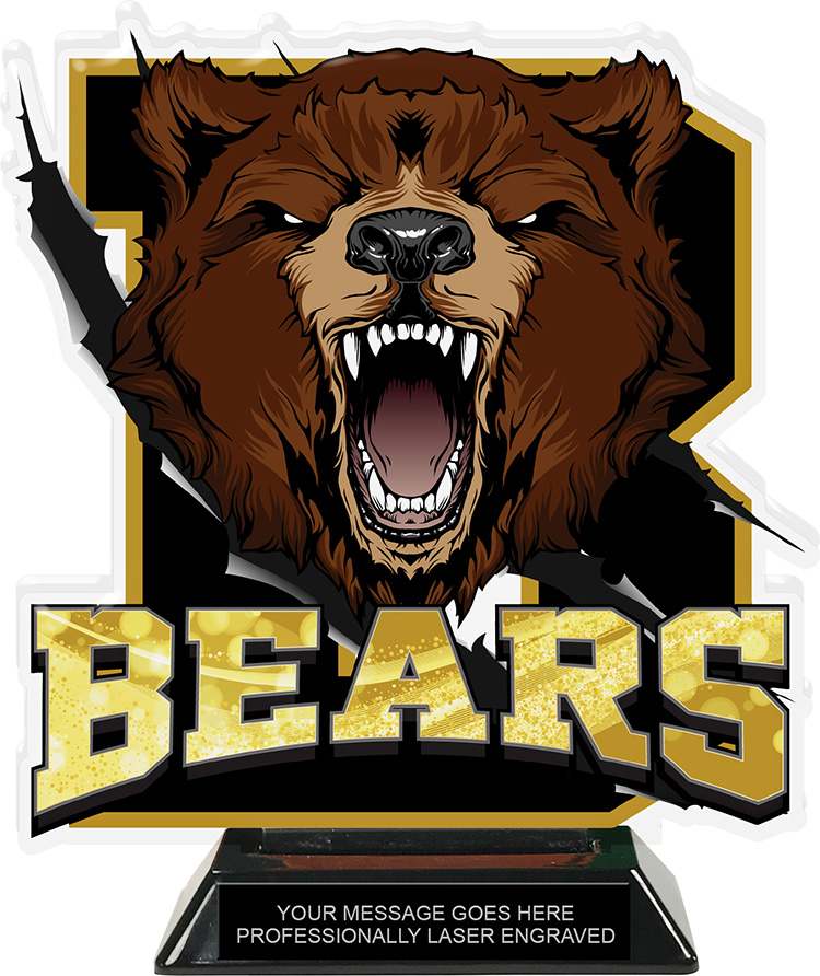 Bears Mascot Colorix-T Acrylic Trophy- 8.25 inch