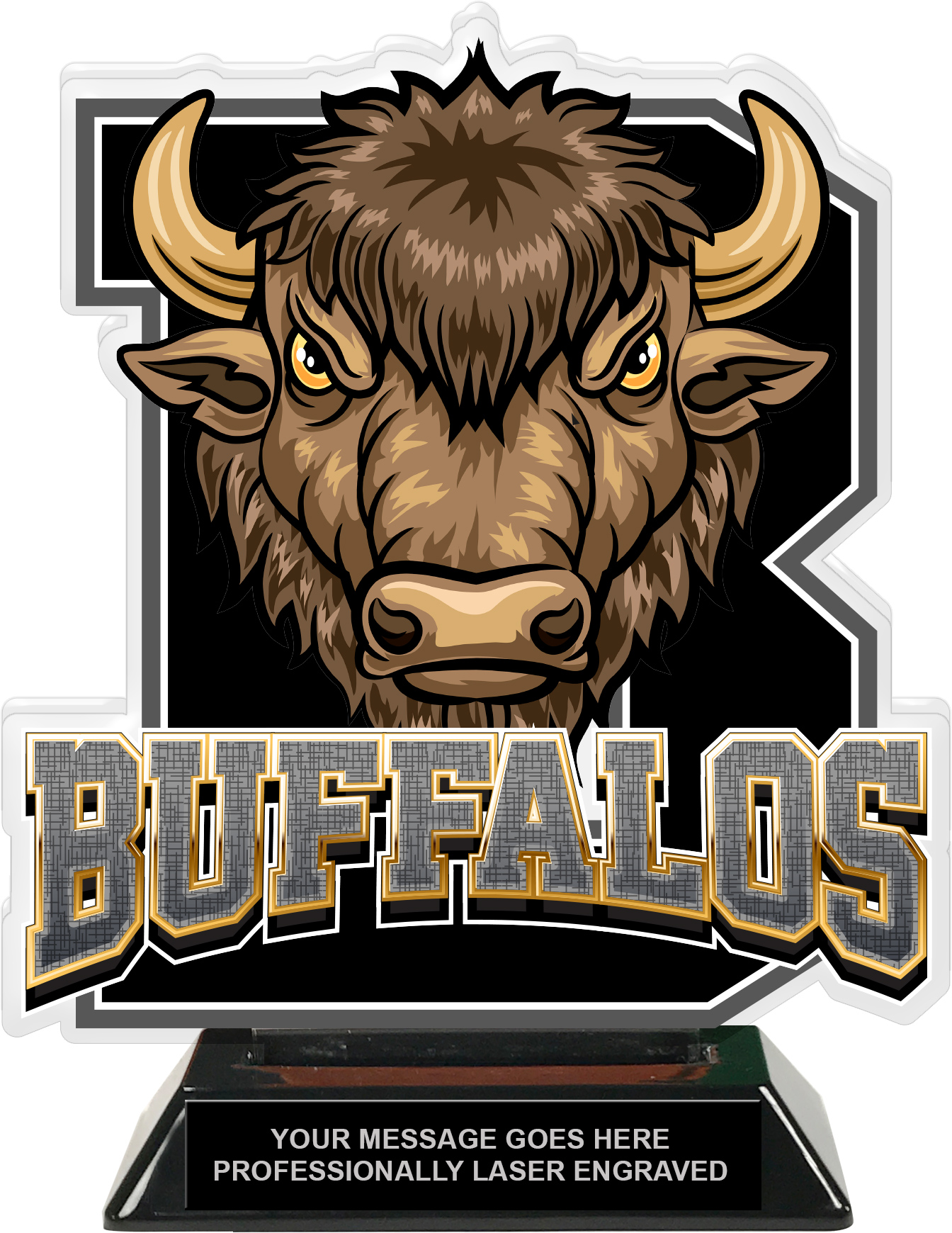 Buffalos Mascot Colorix-T Acrylic Trophy - 8.25 inch Black