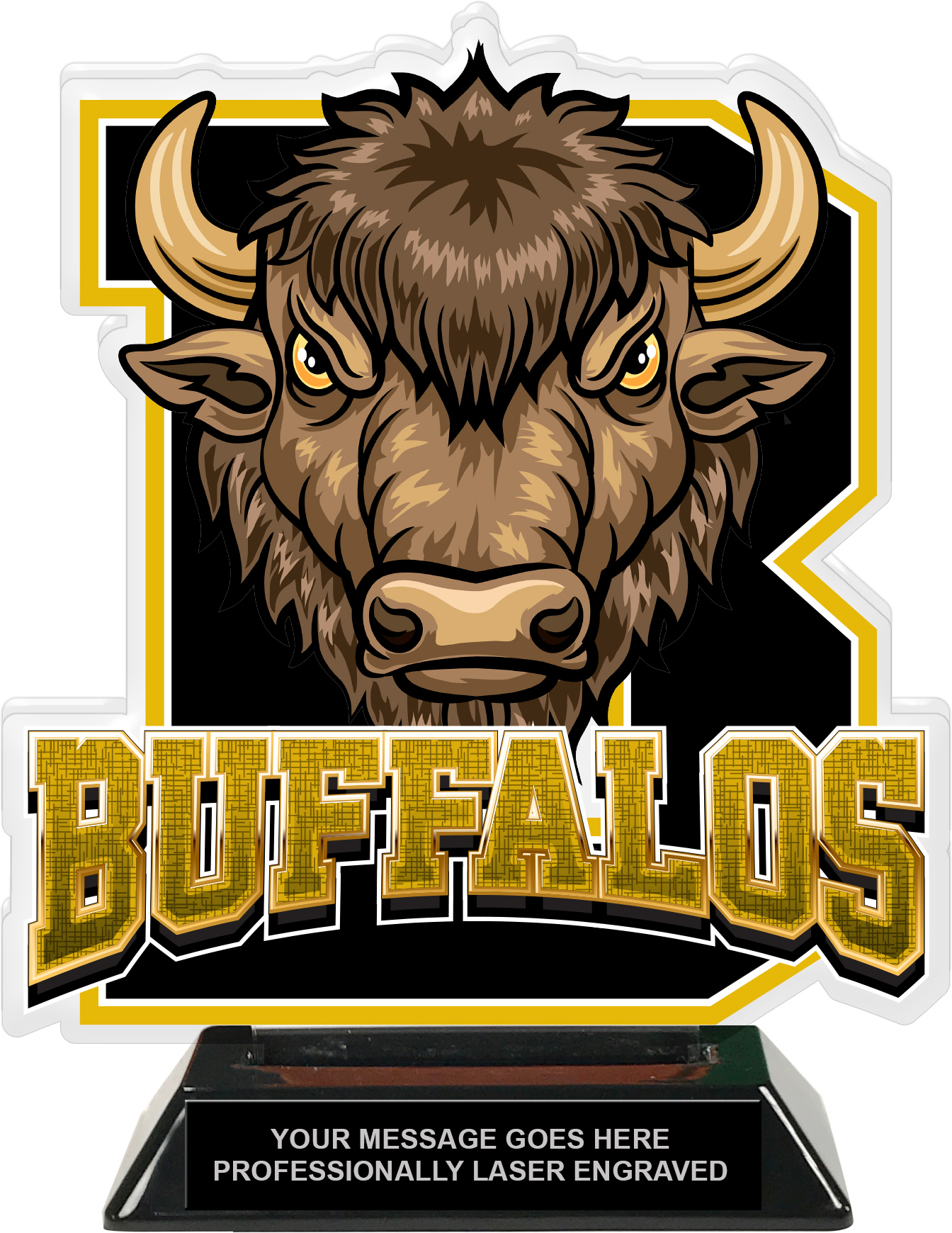 Buffalos Mascot Colorix-T Acrylic Trophy - 8.25 inch Gold